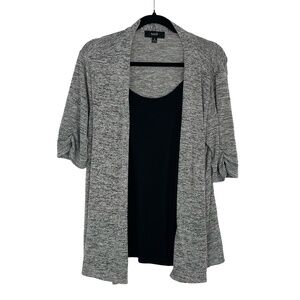 Naif Womens Heathered‎ Gray Draped Open Front Faux Layered Cardigan Size Medium